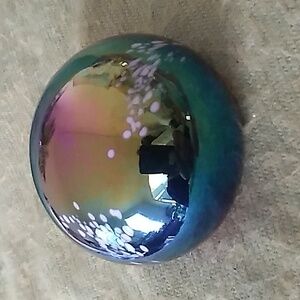 Vintage The Glass Eye Studio Purple Iridescent Multicolor Paperweight